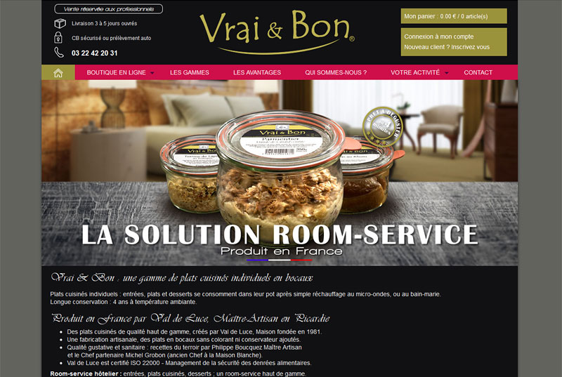 Site e-commerce pour vente de plats cuisinés en bocaux