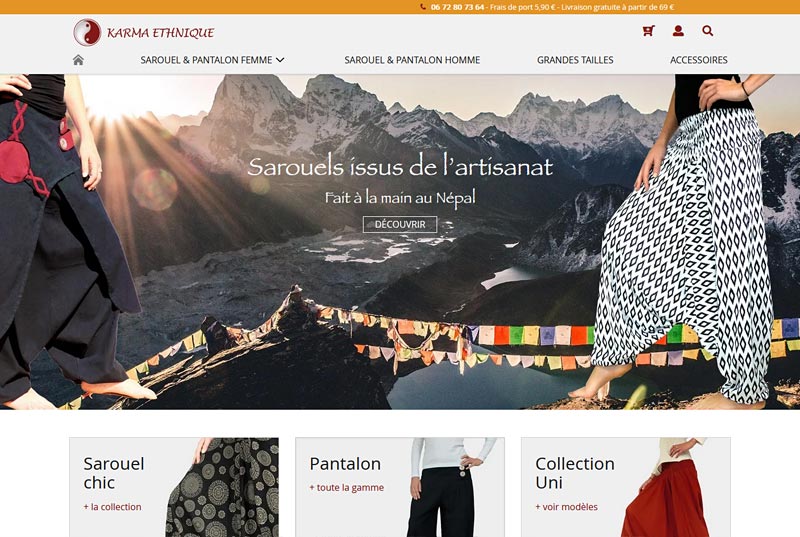 Site e-commerce pour vente de vêtements ethniques