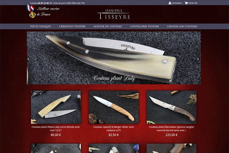 Site e-commerce pour vente de couteaux d\'art