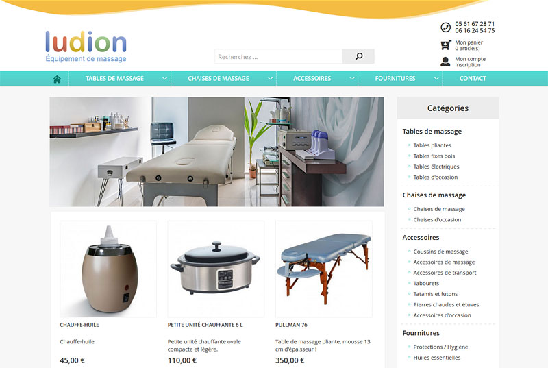 Site e-commerce pour vente d\'équipement de massage