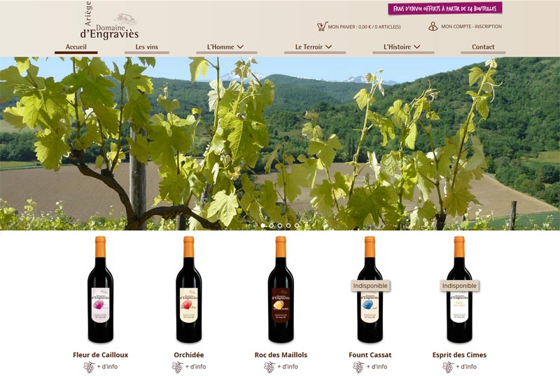 Site internet pour un producteur de vin biologique